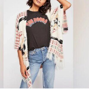 Free People Canyonland Kimono Fringe Sweater Poncho Southwest Western One Size